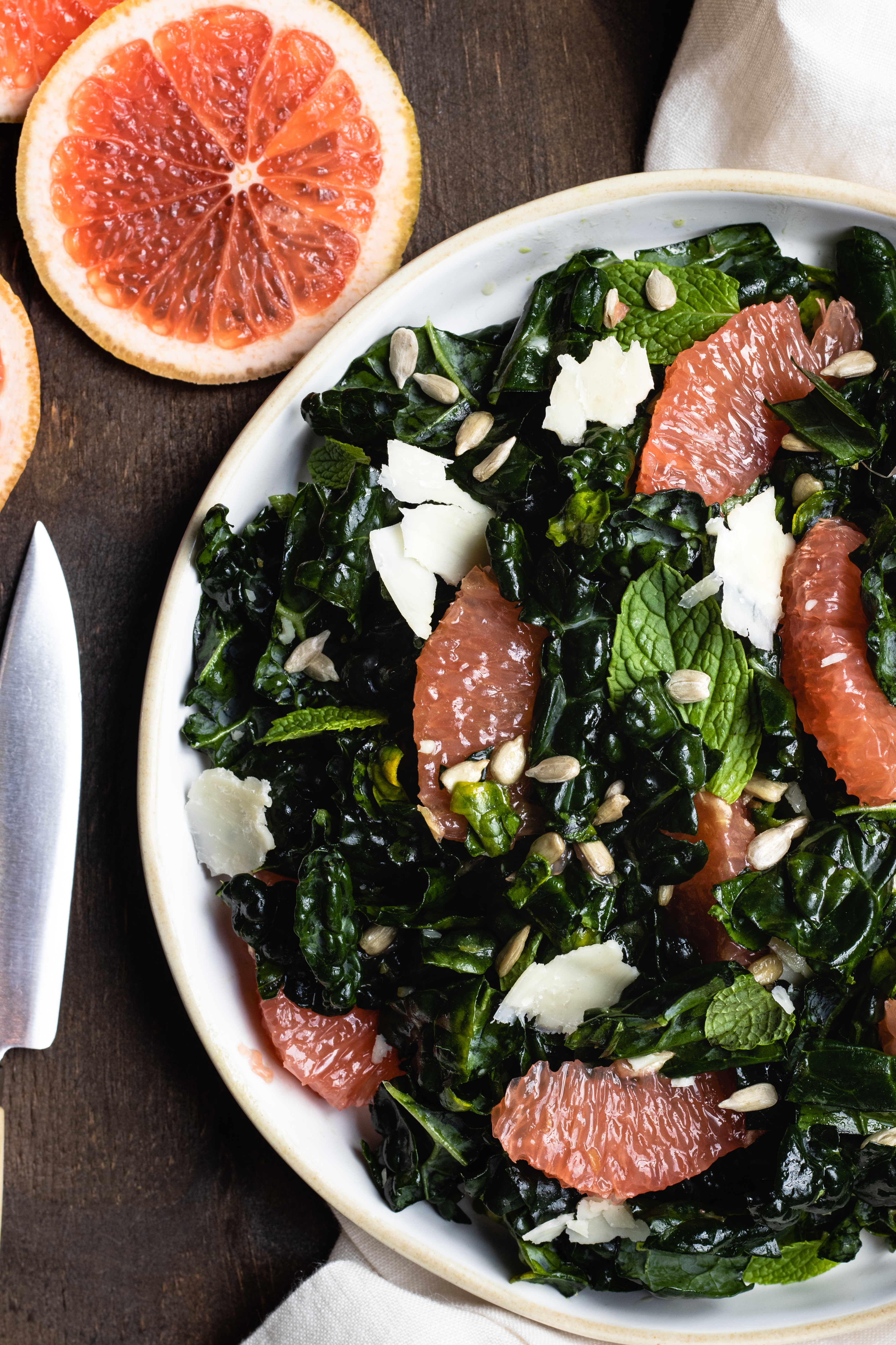 grapefruit kale salad with mint