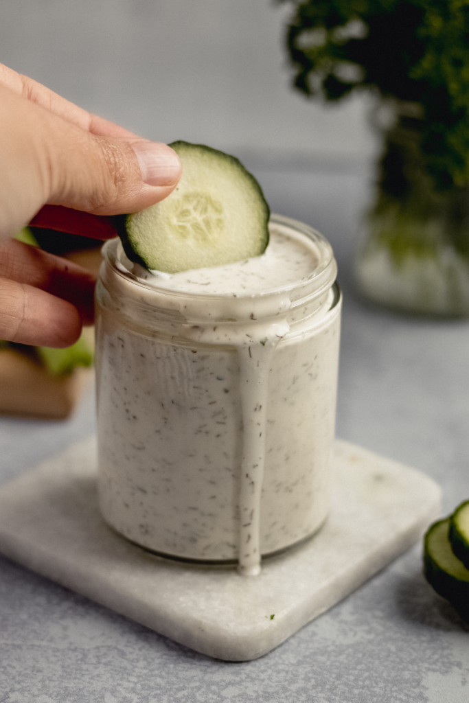 cucumber in dairy free ranch dressing